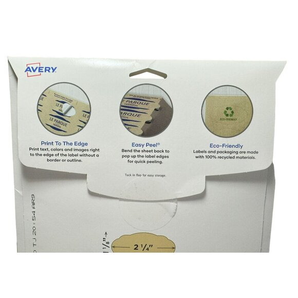 Avery® Kraft Brown Scalloped Oval Labels 1-1/8" x 2-1/4" #22855 Laser/Inkjet New - Picture 4 of 7